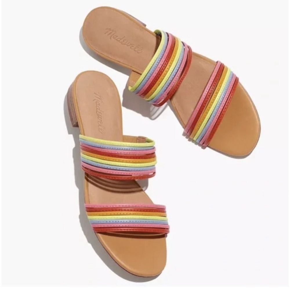 Madewell The Meg Slide Sandal in Rainbow Leather 5.5